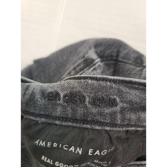 AMERICAN EAGLE Baggy Jeans SZ 12 Drapey High Rise Cotton Gray - Picture 5 of 9